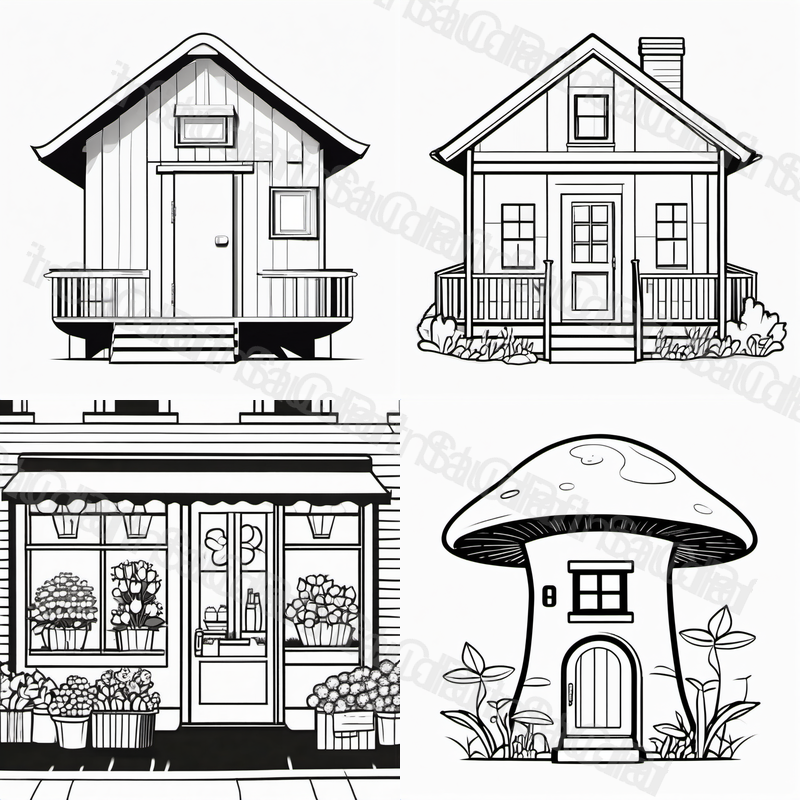 Bold & Easy Cozy Houses Coloring Pages for Kids
