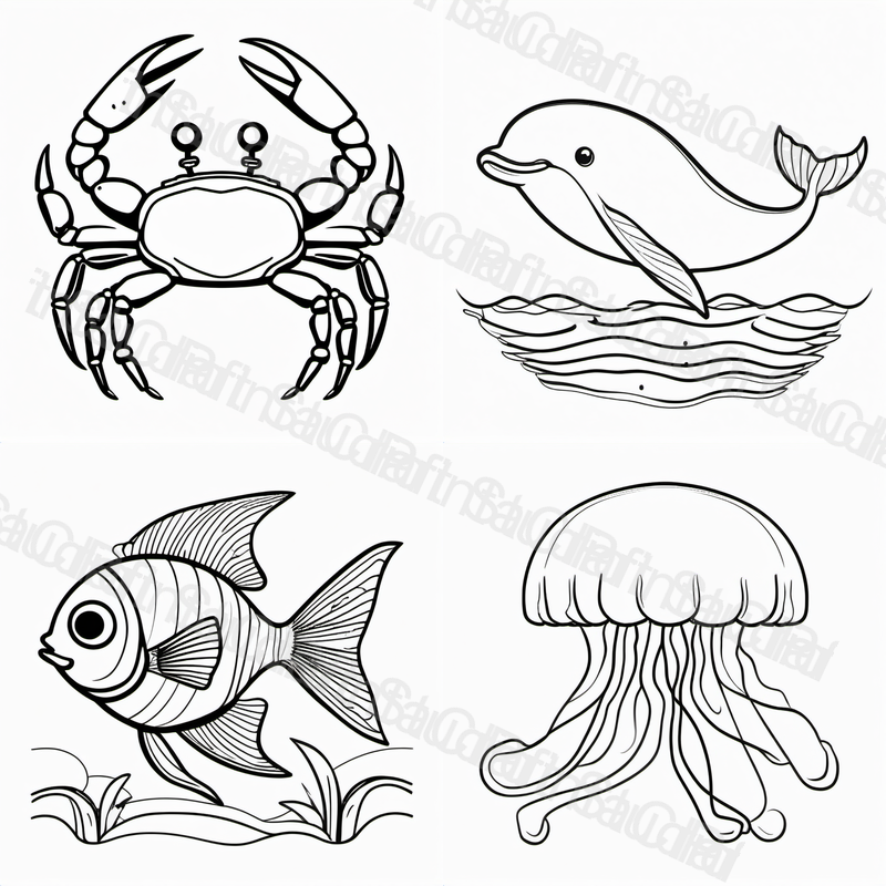 Bold & Easy Sea Animals Coloring Pages for Kids