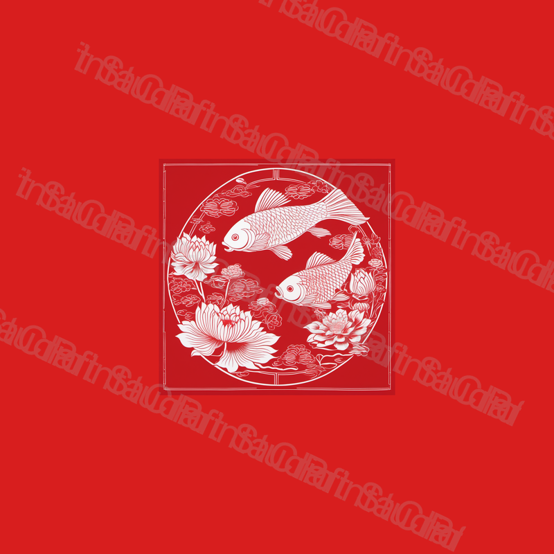 Chinese Fish and Lotus Papercut Liannian Youyu