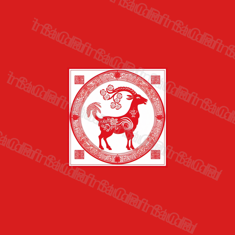 Chinese Zodiac Goat Red Papercut