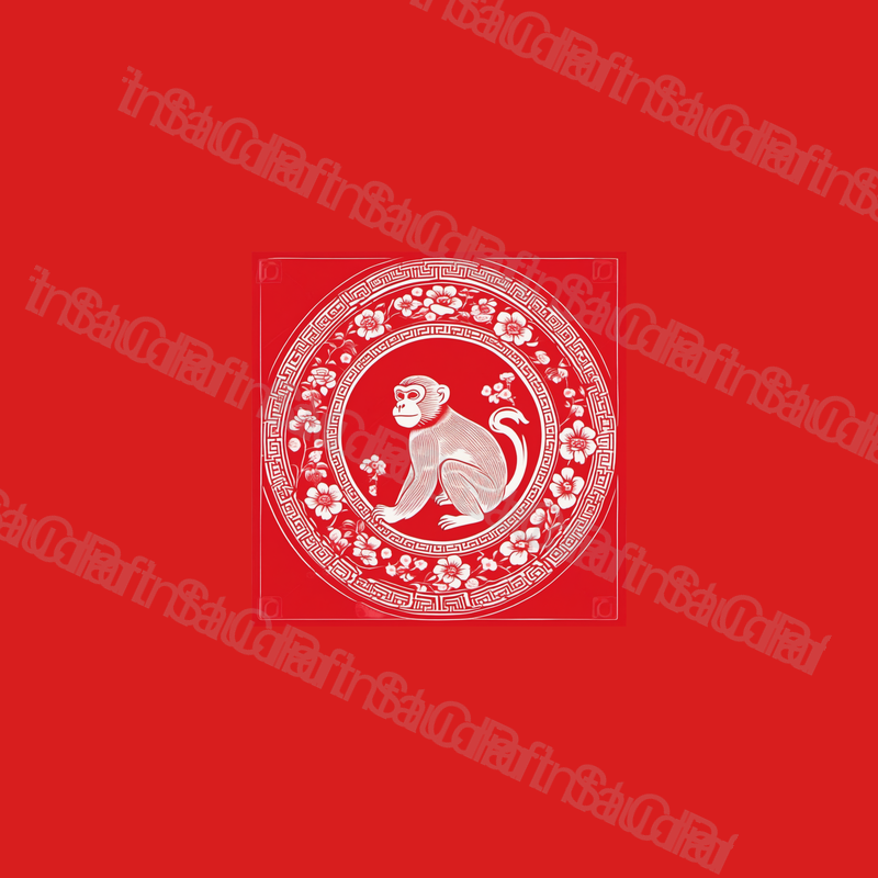 Chinese Zodiac Monkey Red Papercut