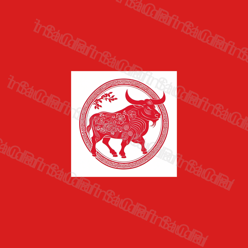 Chinese Zodiac Ox Red Papercut