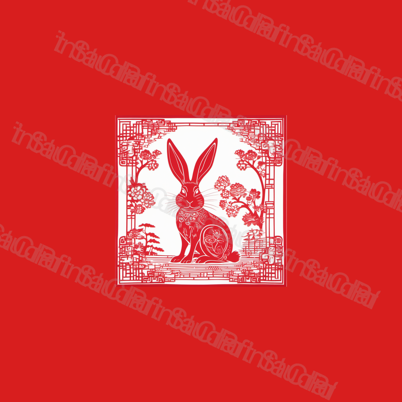 Chinese Zodiac Rabbit Red Papercut