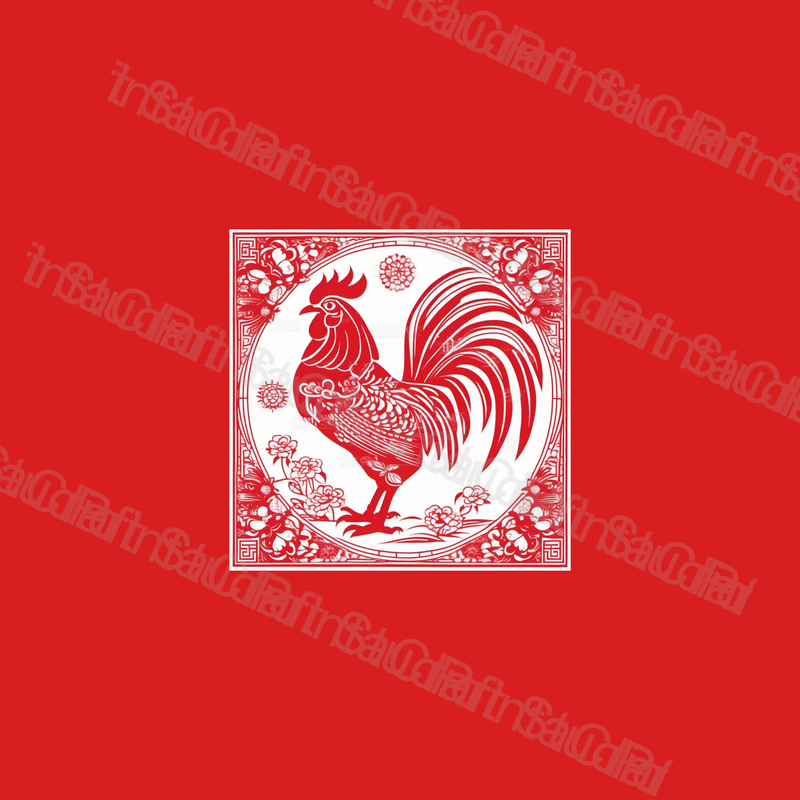 Chinese Zodiac Rooster Red Papercut