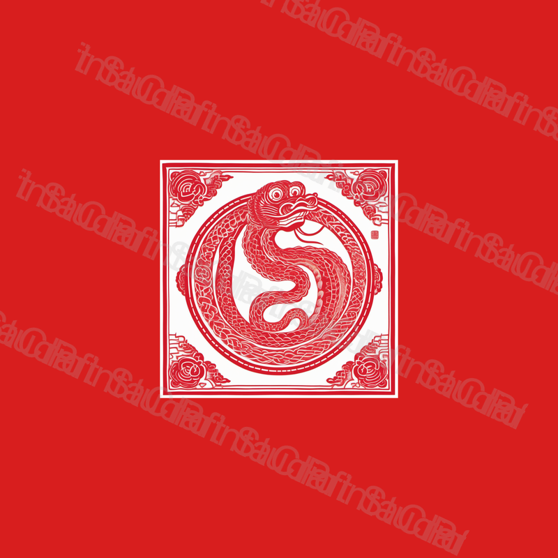 Chinese Zodiac Snake Red Papercut