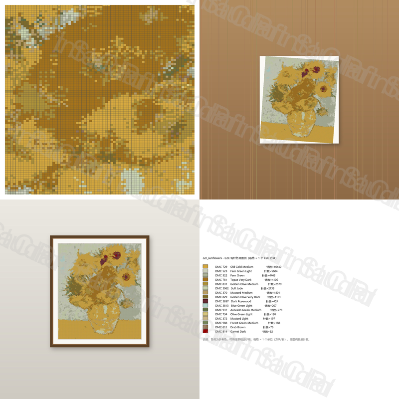 Sunflowers Cross Stitch Pattern (C2C)